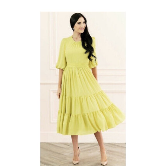 Rachel Parcell Autumn apple dress citrus yellow - Picture 4 of 5